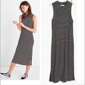Madewell Ribbed Midi Mock Neck striped Dress XXS